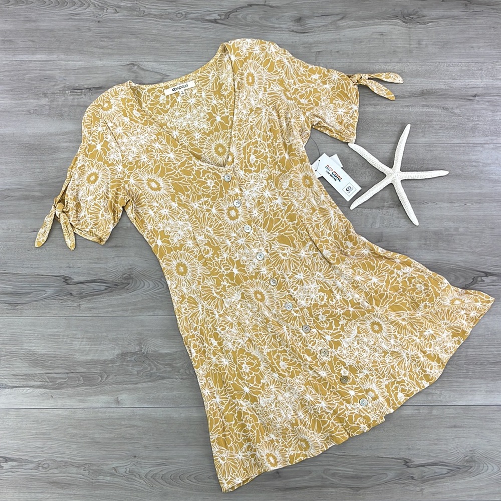 🔆RIP CURL🔆 GOLDEN DAYS FLORAL DRESS - Picture 2 of 11